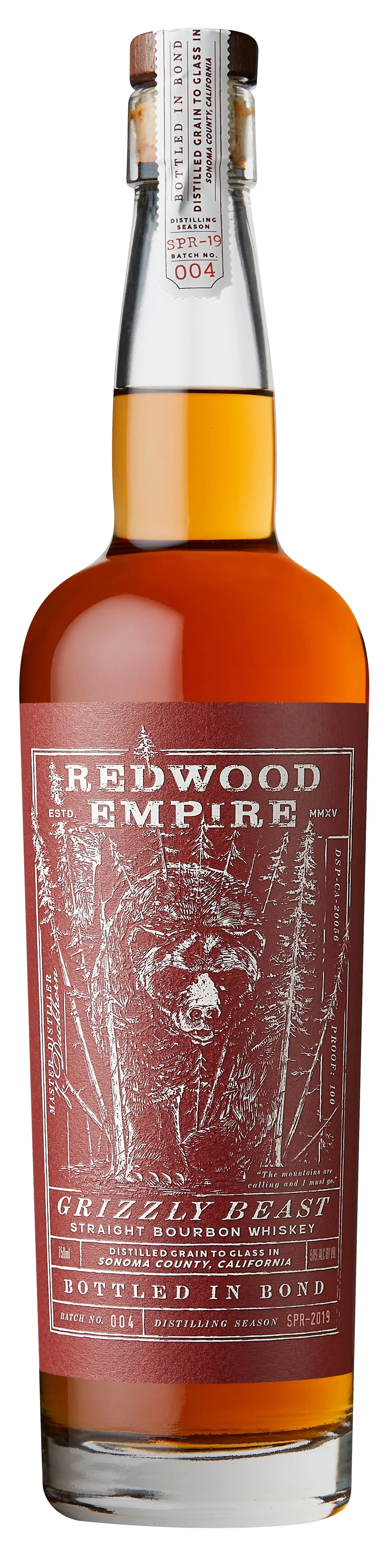 Redwood Empire Grizzly Beast Straight Bourbon 750ml - Captain Caskwell