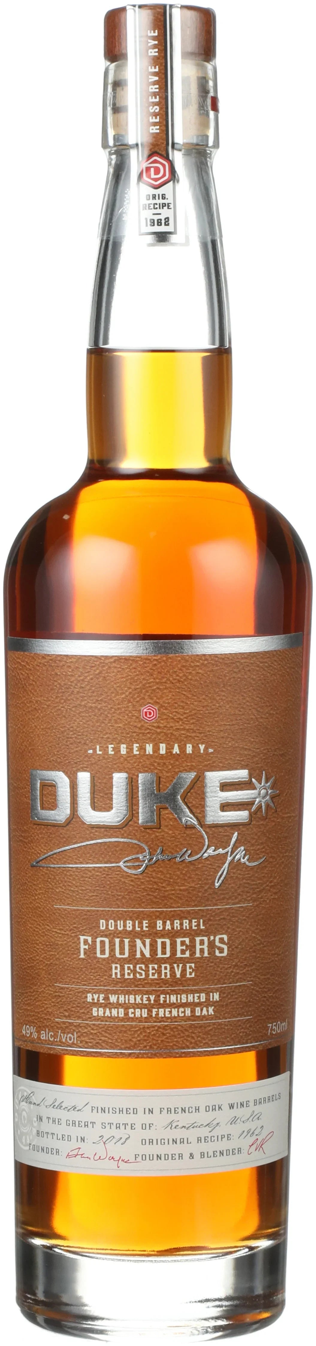 Duke Double Barrel Founders Reserve Rye 750 ml - Captain Caskwell