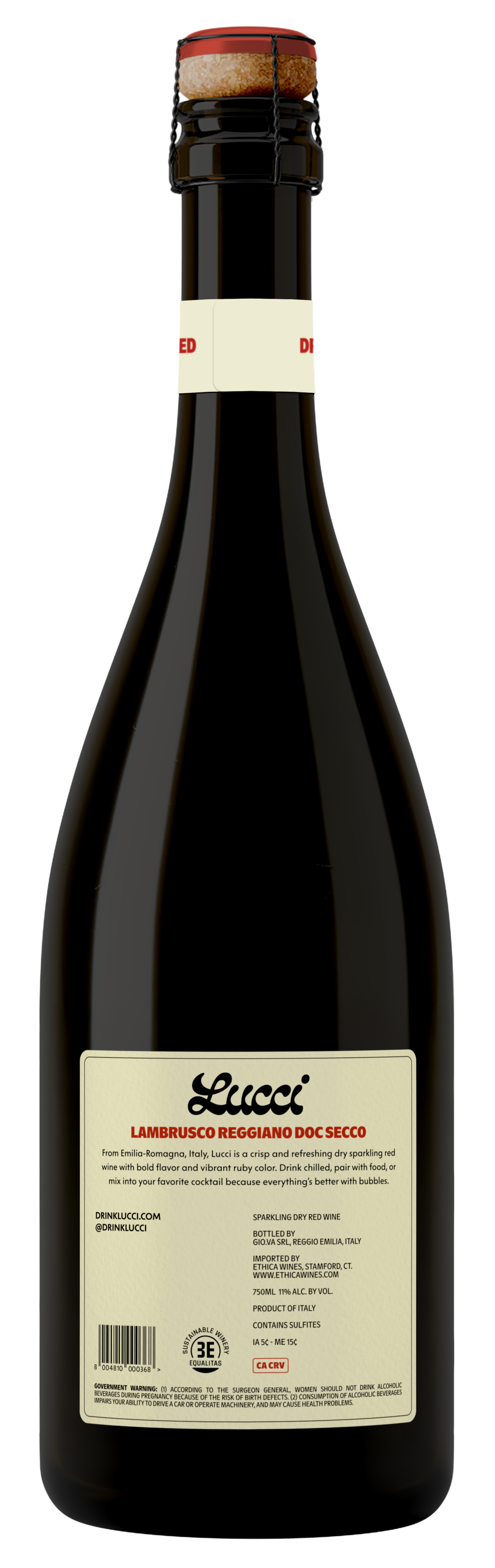 Lucci Lambrusco Reggiano DOC Dry Sparkling Wine Secco