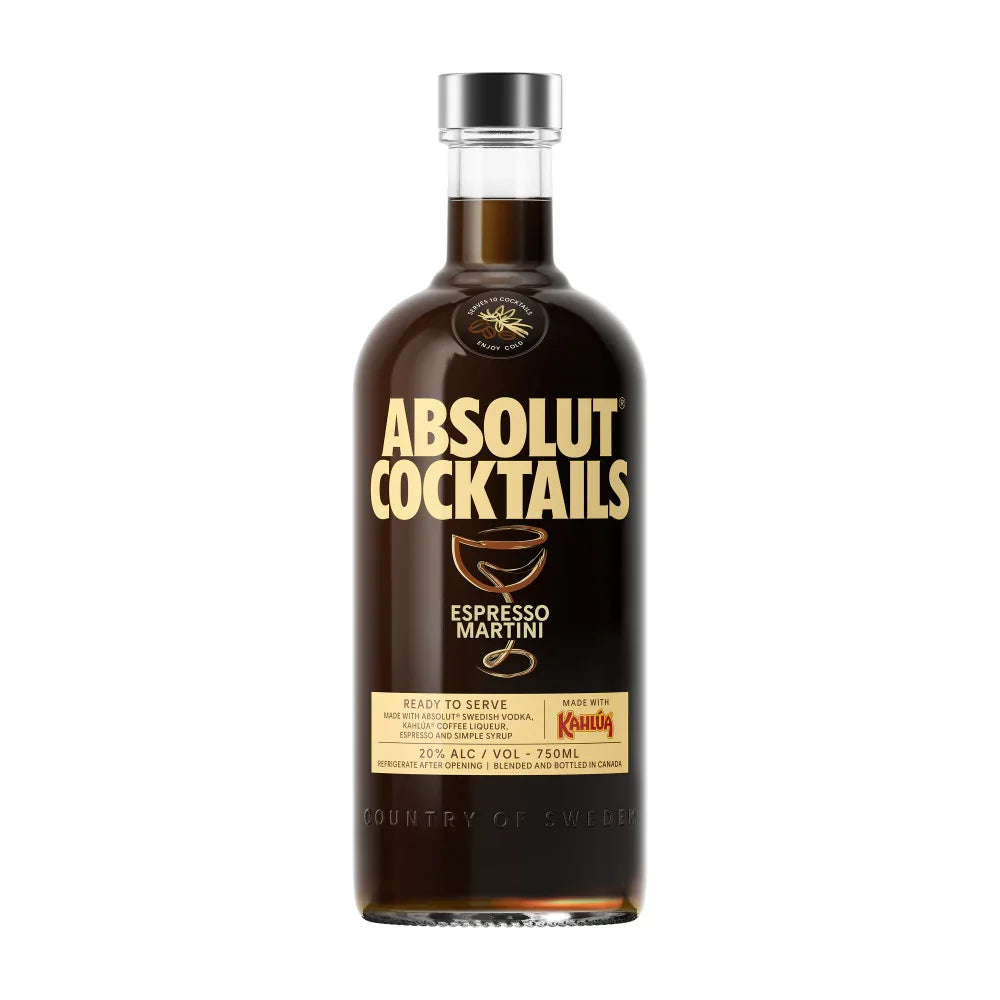 Absolut Cocktails Espresso Martini made with Kahlua 750 ML - Captain Caskwell