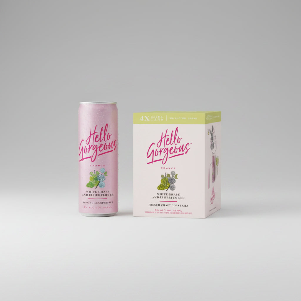Hello Gorgeous White Grape and Elderflower French Craft Cocktails(4 Pack) 355 ML