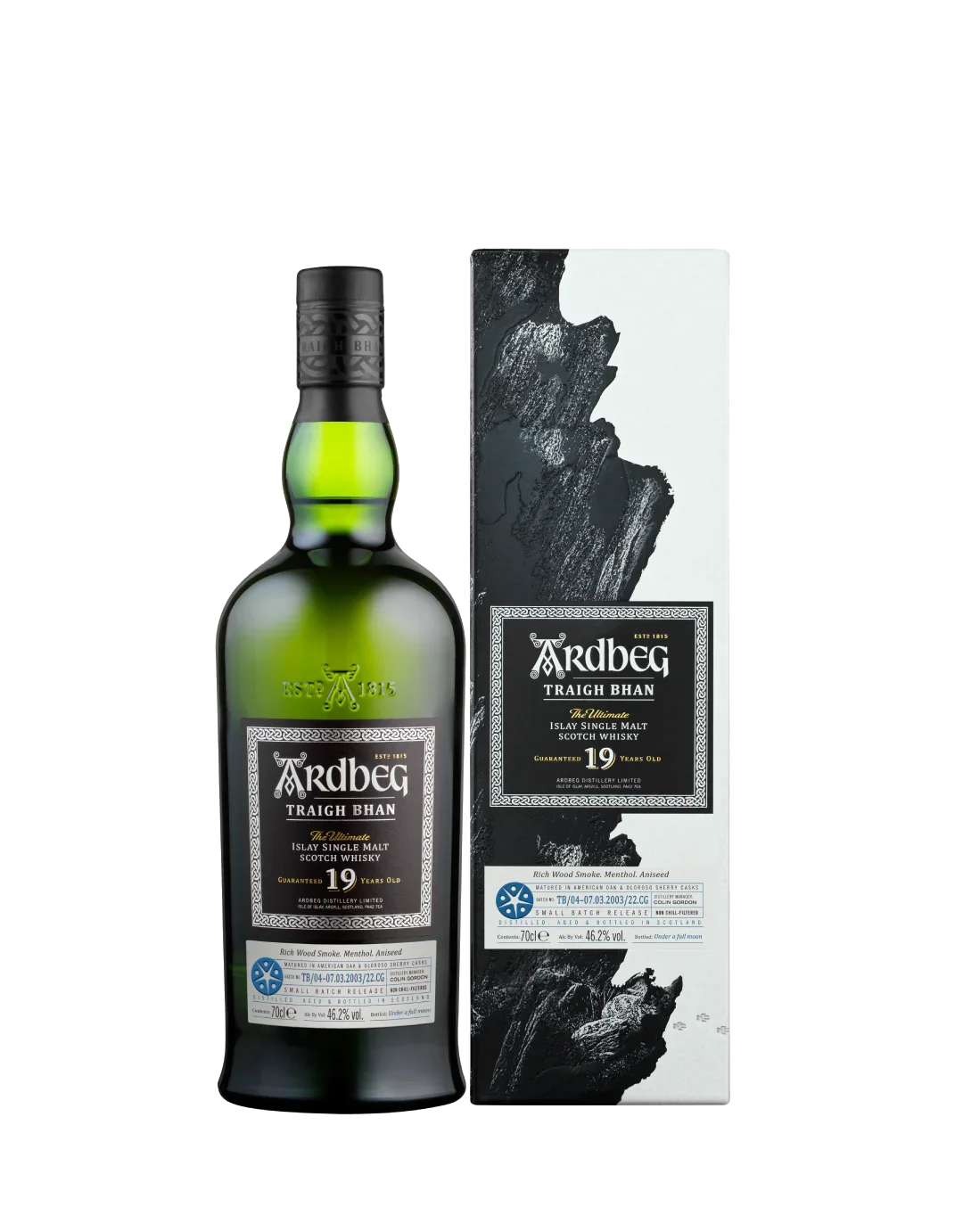 Ardbeg Traigh Bhan The Ultimate Islay Single Malt Scotch Whiskey (Batch TB/04-07.03.2003/22.CG) 19 year 750 ml - Captain Caskwell