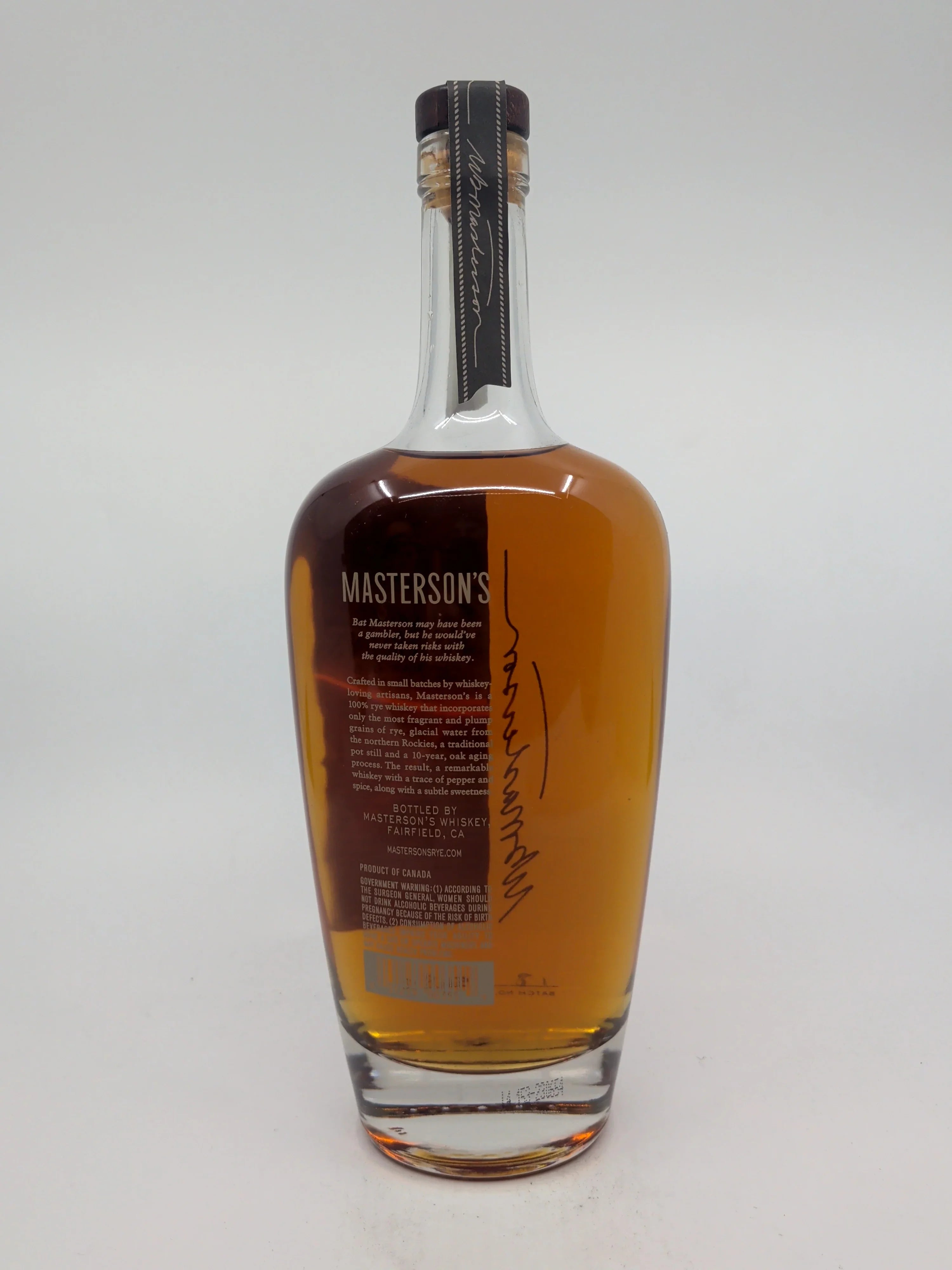 Masterson's 10 Year Old Straight Rye Whiskey 750 ml