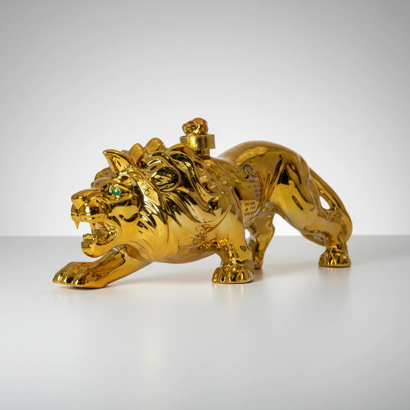 Gold lion tequila bottle design