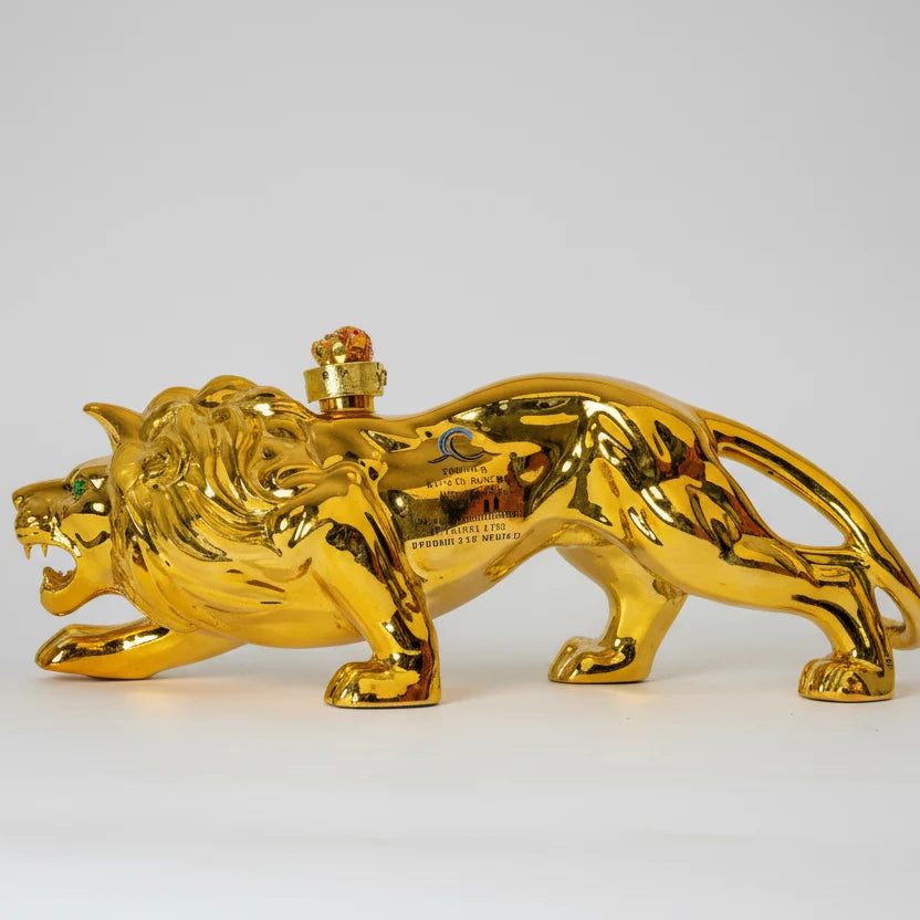 Gold lion tequila bottle design