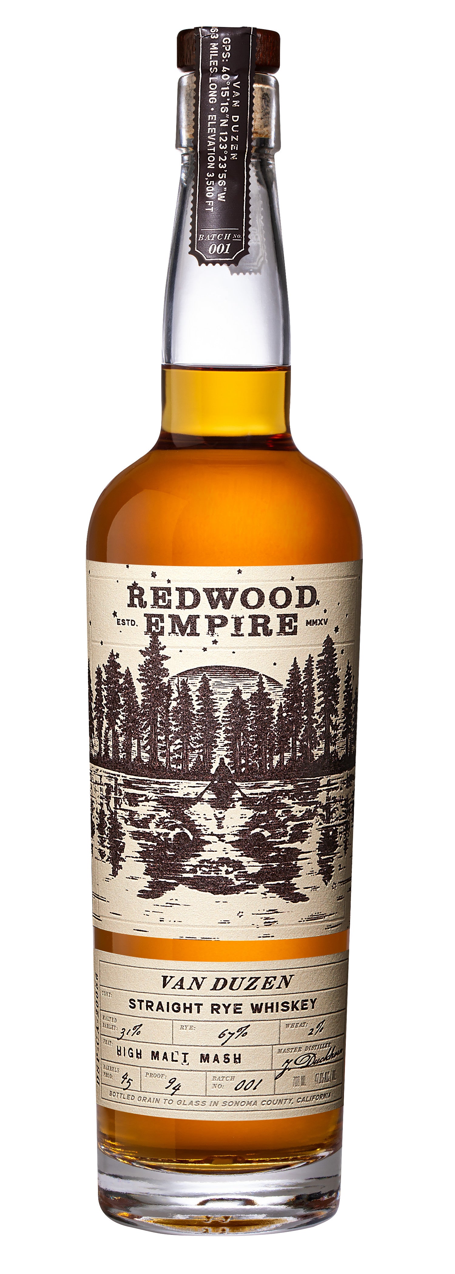 Redwood Empire Van Duzen Straight Rye 700ml - Captain Caskwell