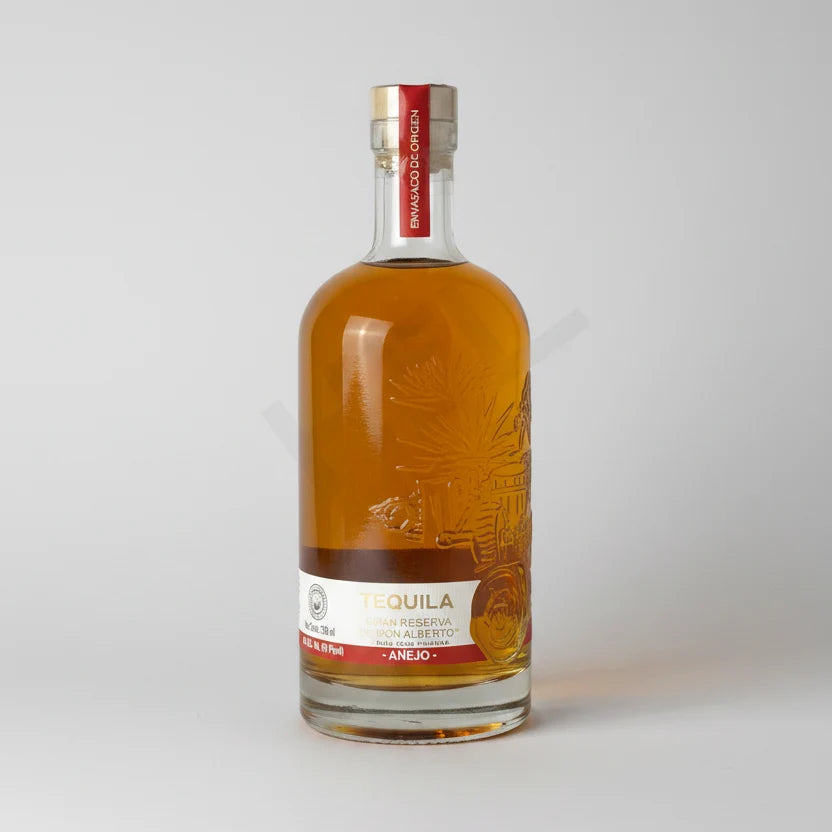 Bottle of Equila Rum Reserve on a white background