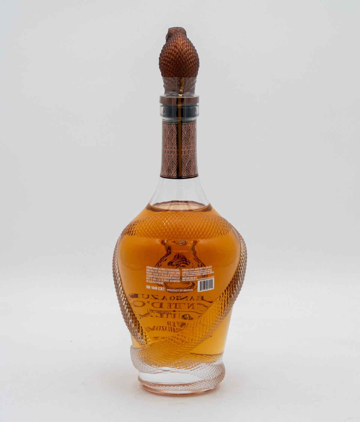 Bottle of Hennessy Cognac with wooden capsule on a white background