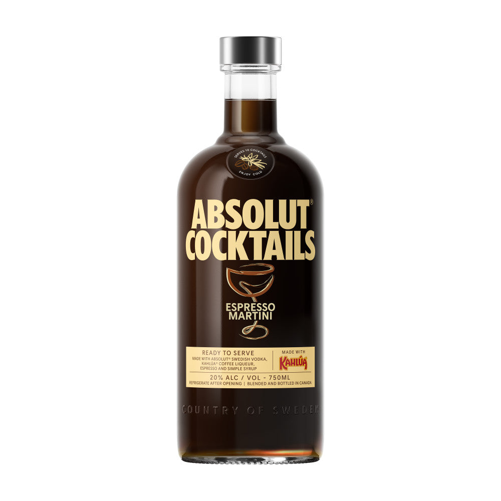 Absolut Cocktails Espresso Martini made with Kahlua 750 ML - Captain Caskwell