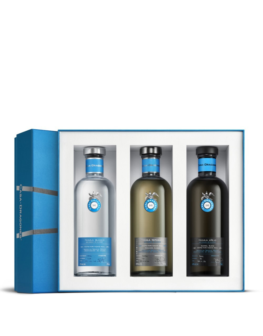 Casa Dragones Sipping Tequila Gift Set 3 pack Blanco Repo and Anejo 375 ml - Captain Caskwell