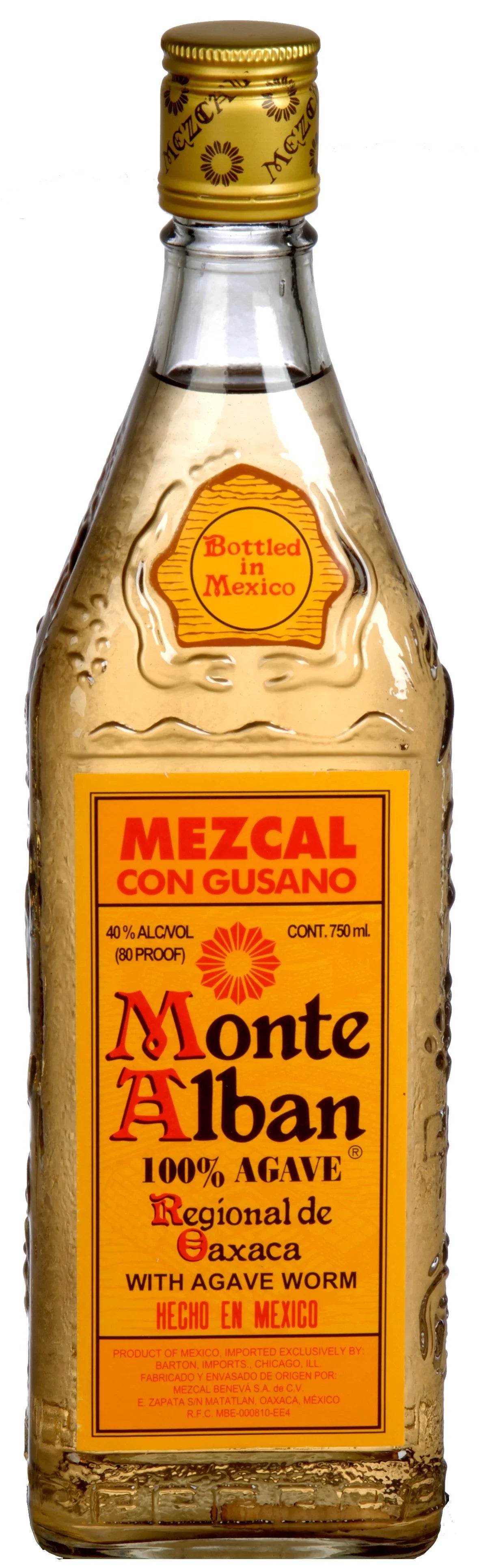 Monte Alban Mezcal Con Gusano 80 Proof 750 ml - Captain Caskwell