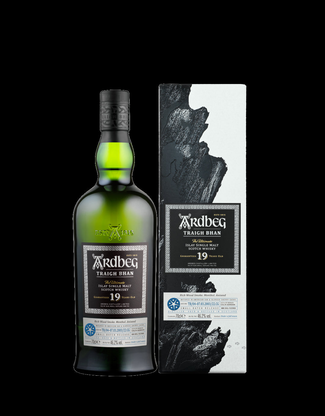 Ardbeg Traigh Bhan The Ultimate Islay Single Malt Scotch Whiskey (Batch TB/04-07.03.2003/22.CG) 19 year 750 ml - Captain Caskwell