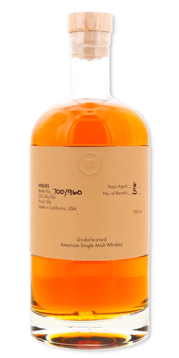 Wolves Whiskey Undefeated 6 yr Single Malt 750ml