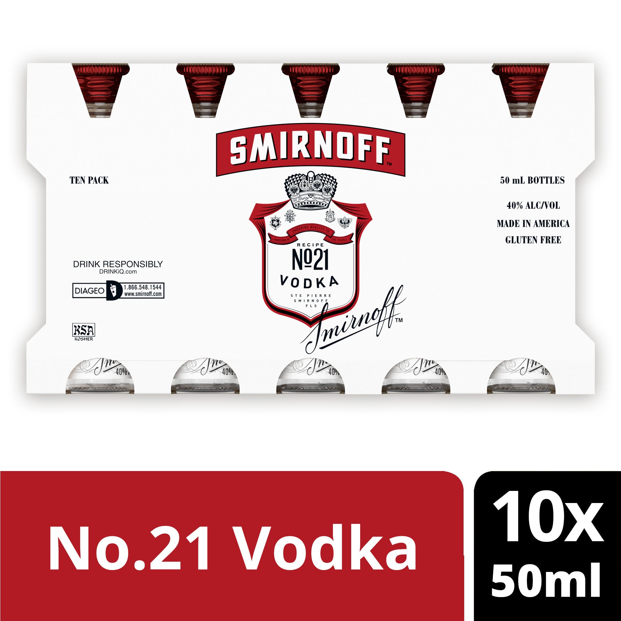 Smirnoff No. 21 Vodka 10 x 50ml - Captain Caskwell