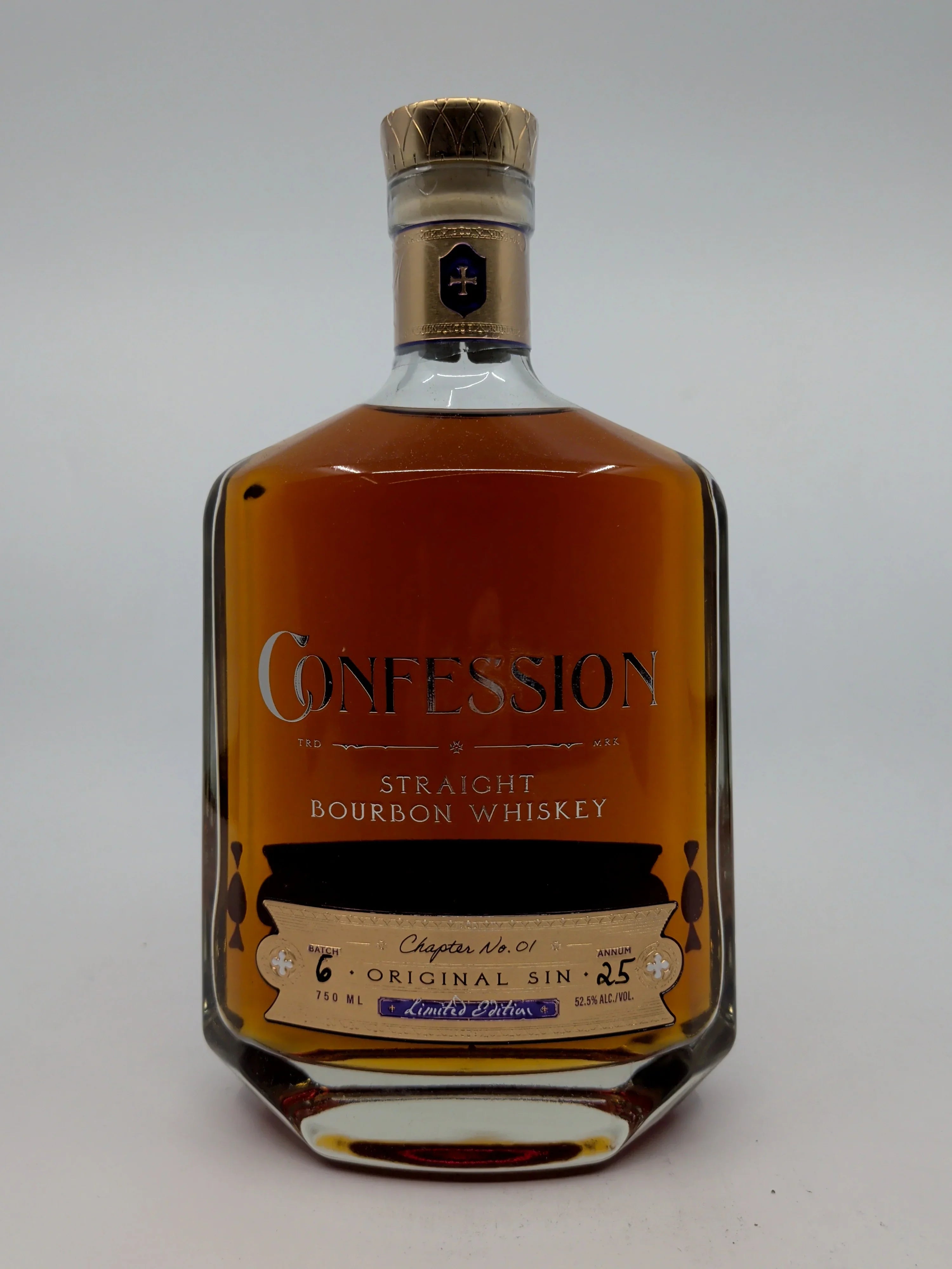 Burnt Church Distillery Confession Straight Bourbon Whiskey Chapter 1 Original Sin Limited Edition 750 ML